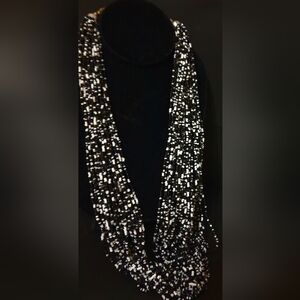 Vintage Black and White Glass Multi Strand Seed Bead Necklace